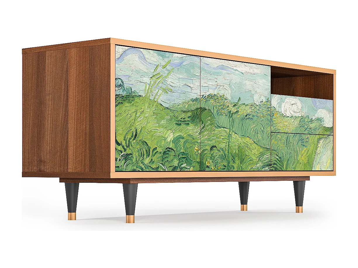 TV-Möbel - 125х56х41 cm - T7 - Green Wheat Fields, Walnuss