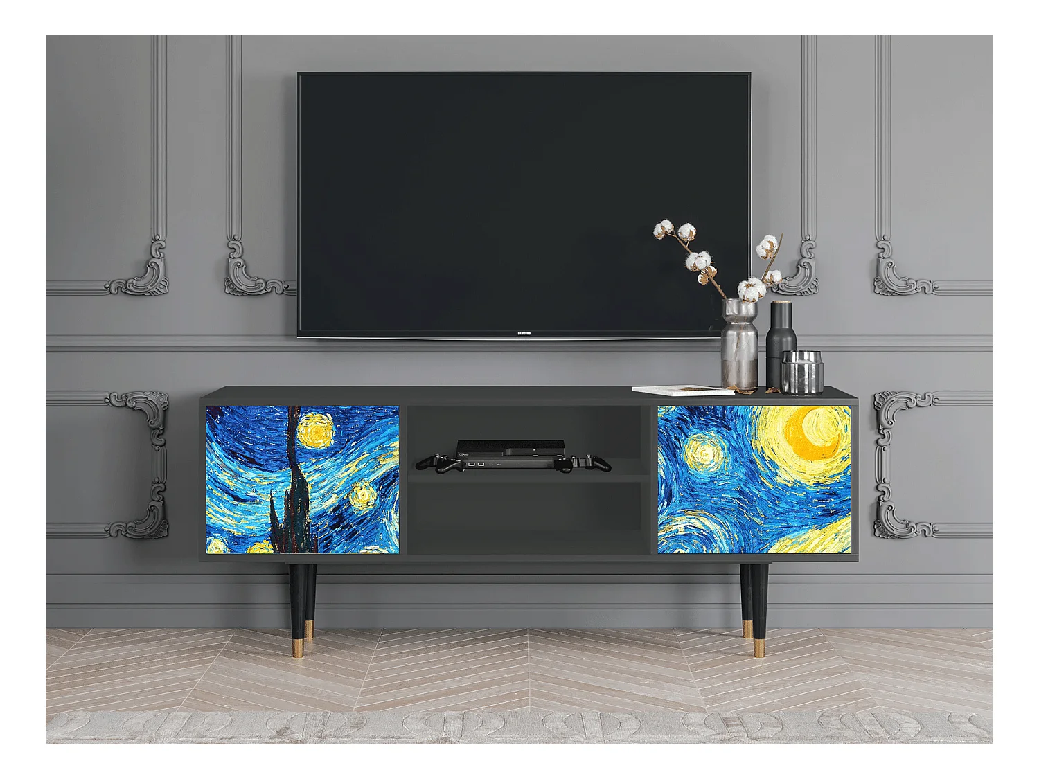 TV-Möbel - 170х69х48 cm - T2 - The Starry Night  , Anthrazit