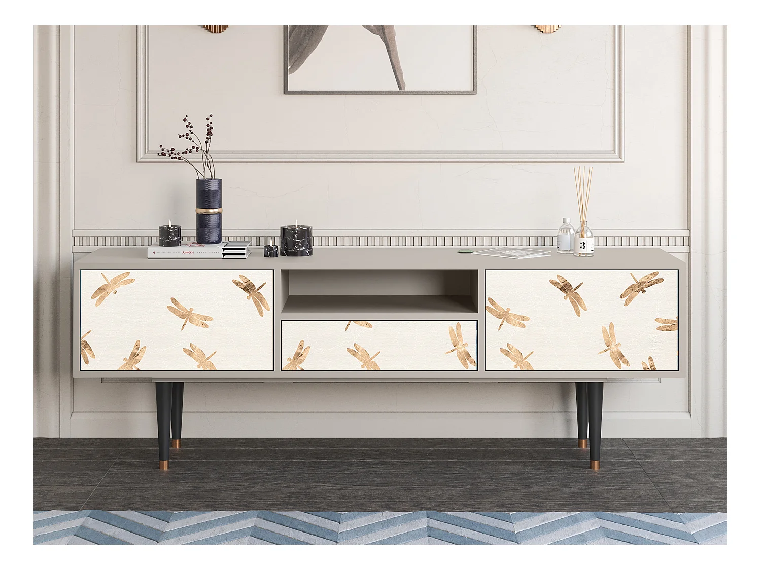 TV-Möbel - 170х59х41 cm - T6 - Nude Dragonflies, Sand