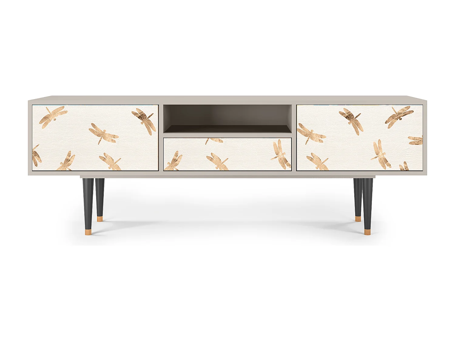 Szafka RTV - 170х59х41 cm - T6 - Nude Dragonflies, Piaskowy