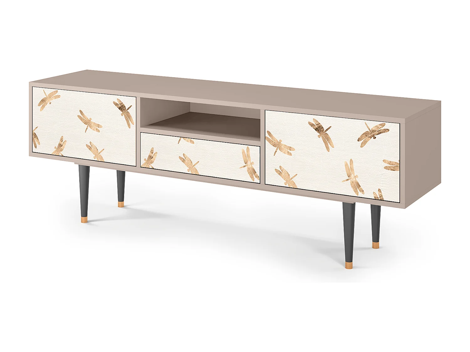 Szafka RTV - 170х59х41 cm - T6 - Nude Dragonflies, Piaskowy