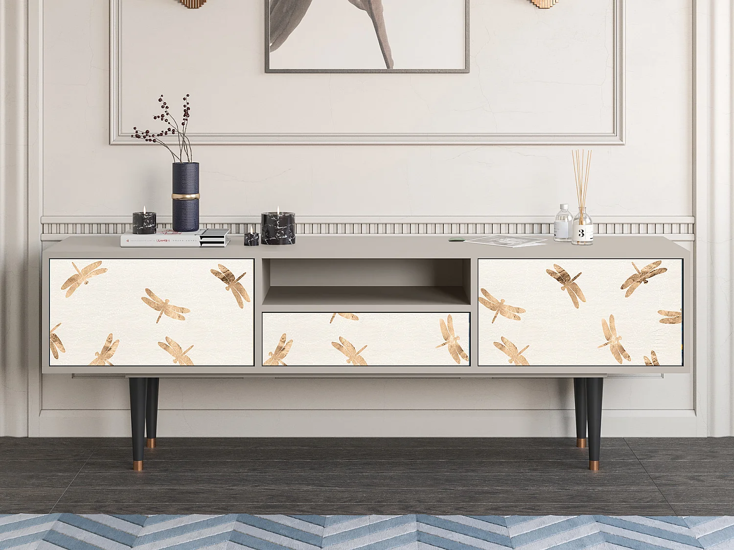 Meuble TV - 170х59х41 cm - T6 - Nude Dragonflies, Sable