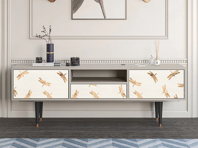Szafka RTV - 170х59х41 cm - T6 - Nude Dragonflies, Piaskowy