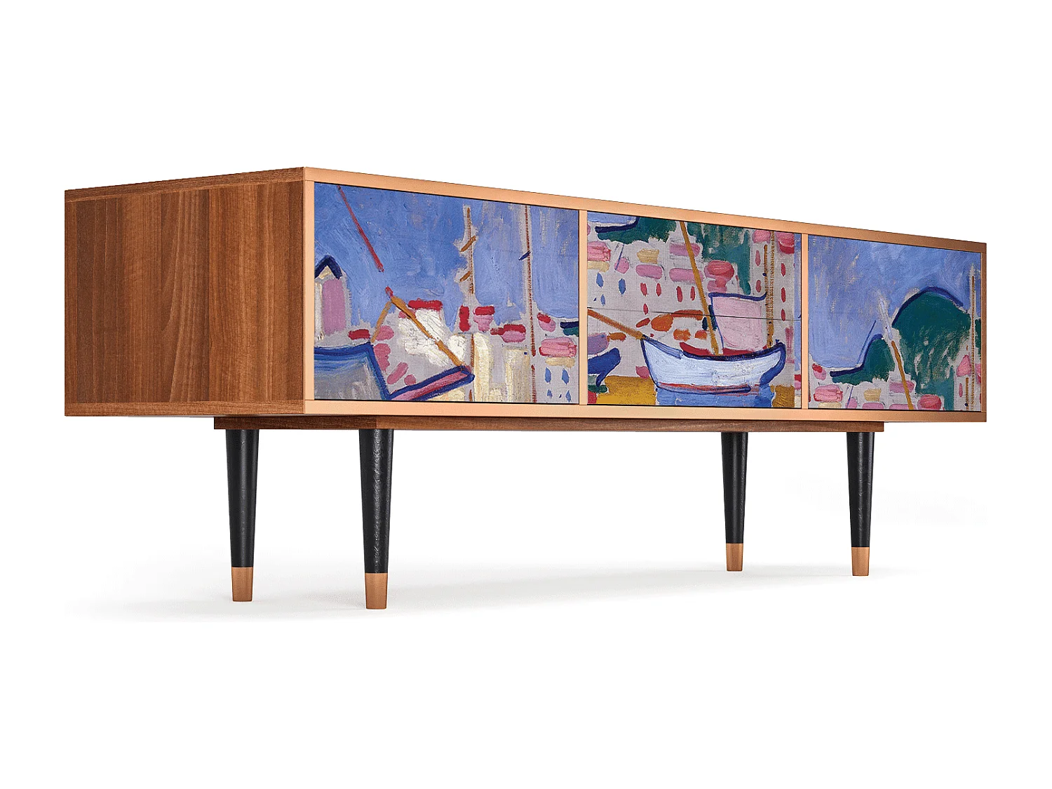 Meuble TV - 170х59х48 cm - T4 - The Port of Collioure , Noyer