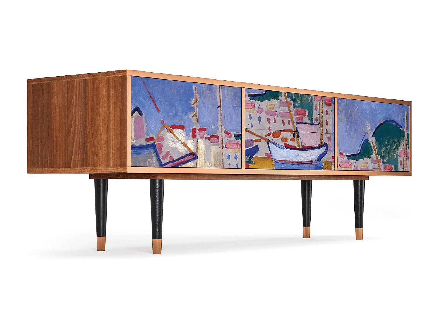 Meuble TV - 170х59х48 cm - T4 - The Port of Collioure , Noyer
