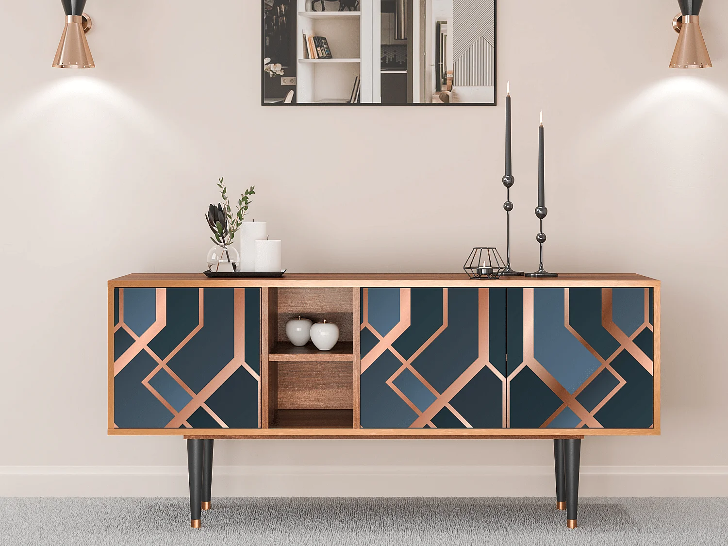 Mueble de TV - 150х69х41 cm - T5 - Ashy 1920', Nogal