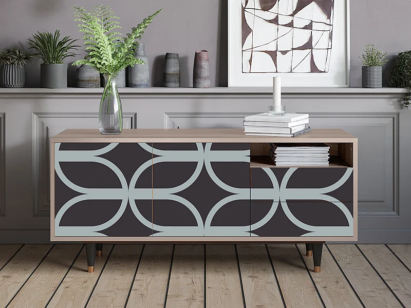 Meuble TV - 125х56х41 cm - T7 - Braided Blue, Latte