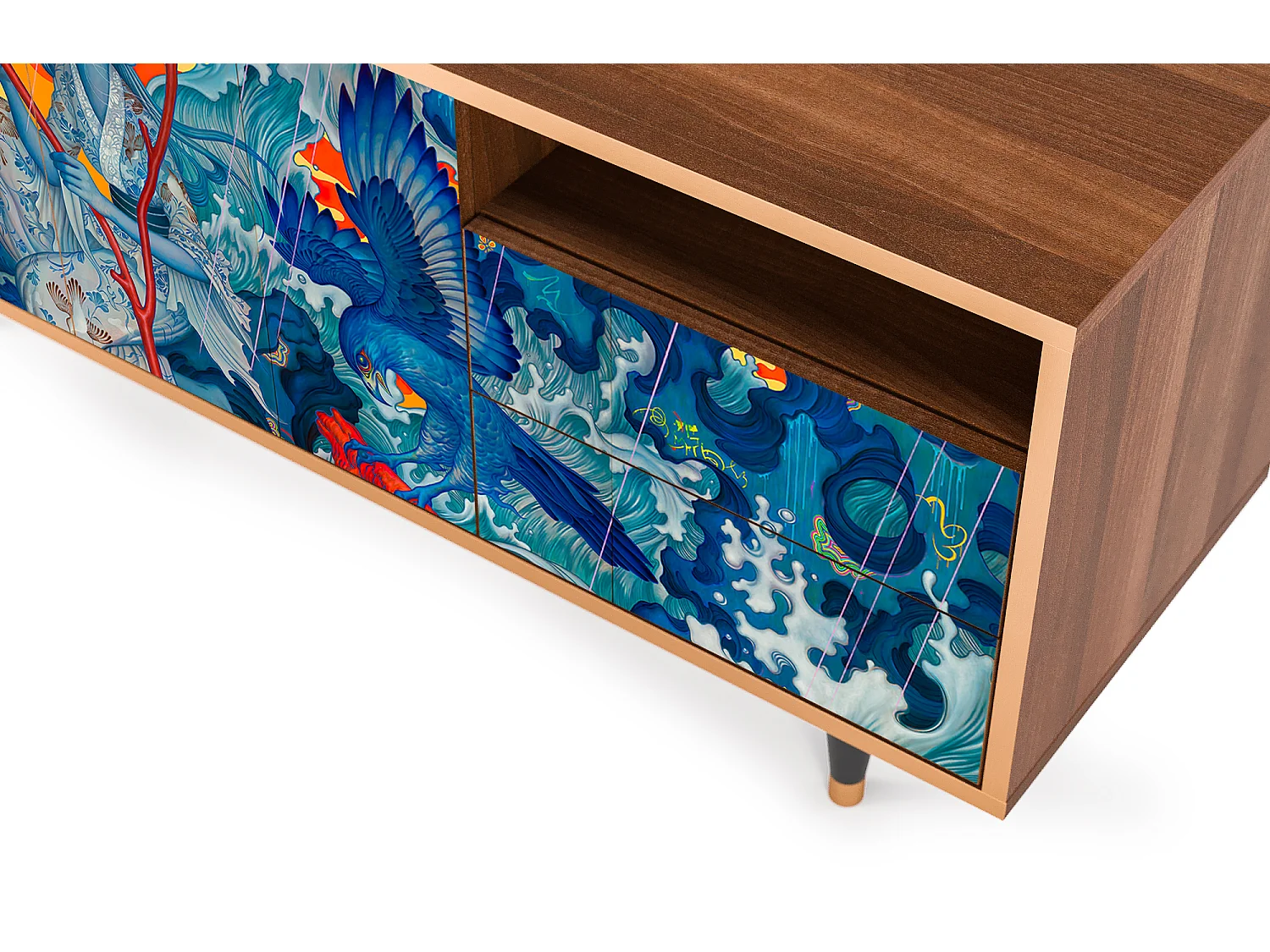 Meuble TV - 125х56х41 cm - T7 - The Girl - James Jean, Noyer