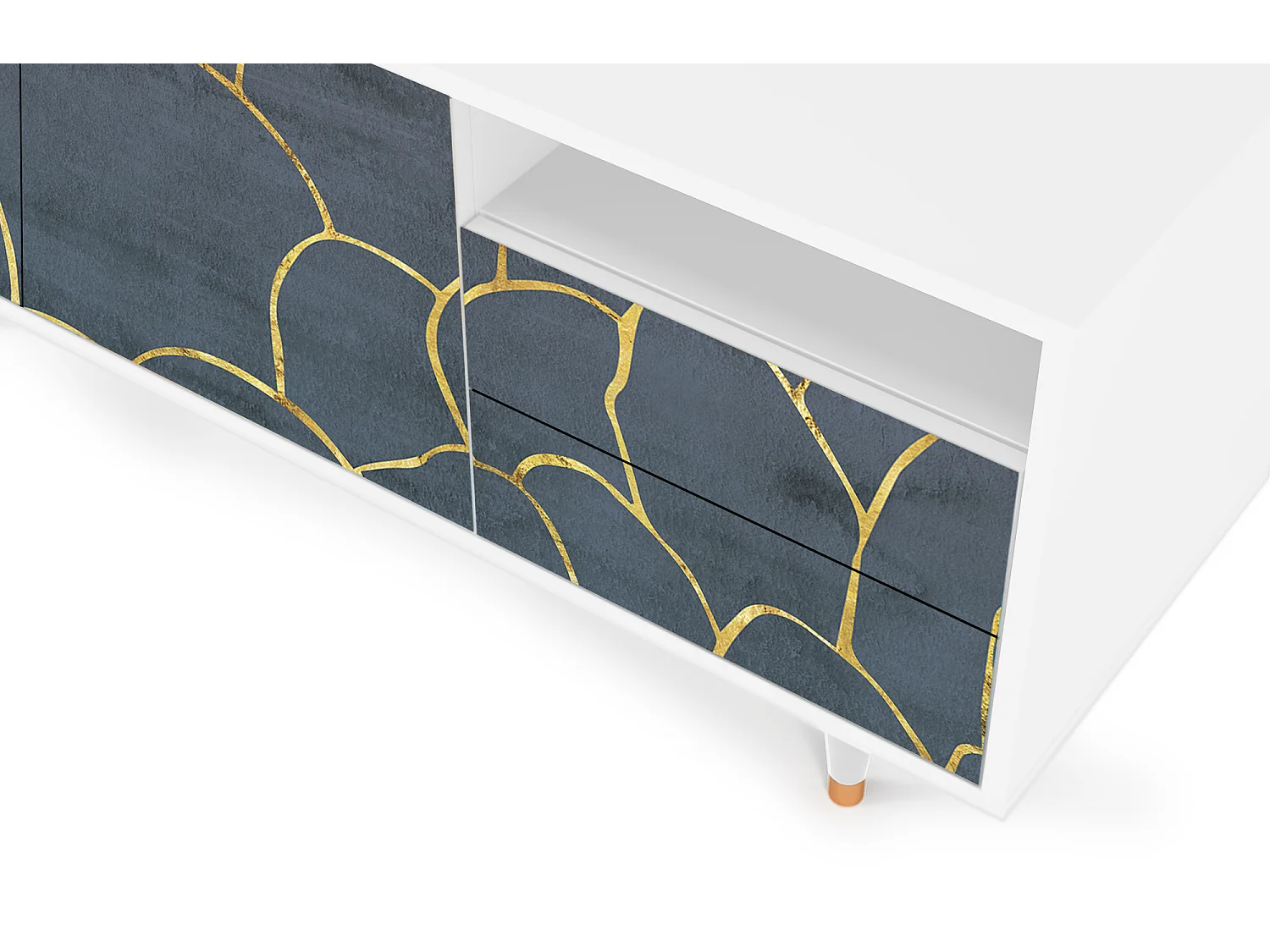 Meuble TV - 125х56х41 cm - T7 - Blue Lagoon, Blanc