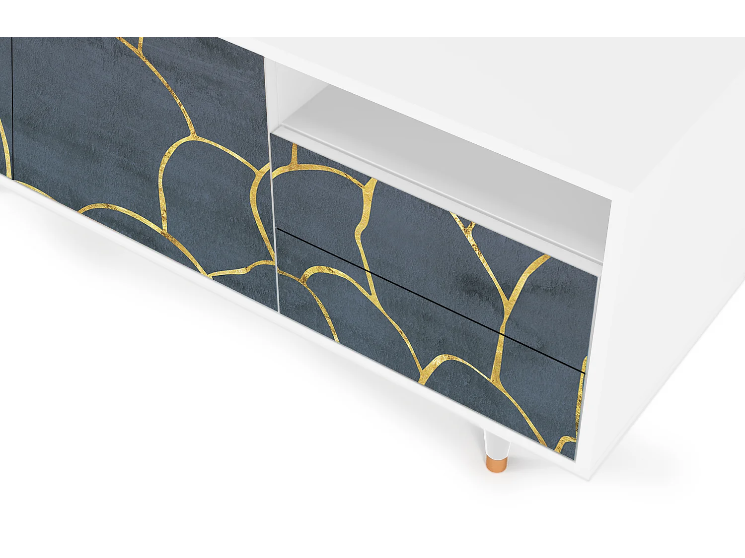 Meuble TV - 125х56х41 cm - T7 - Blue Lagoon, Blanc