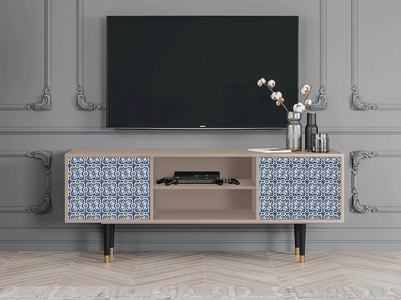 Mueble de TV - 170х69х48 cm - T2 - Lovely Cornflowers, Latte