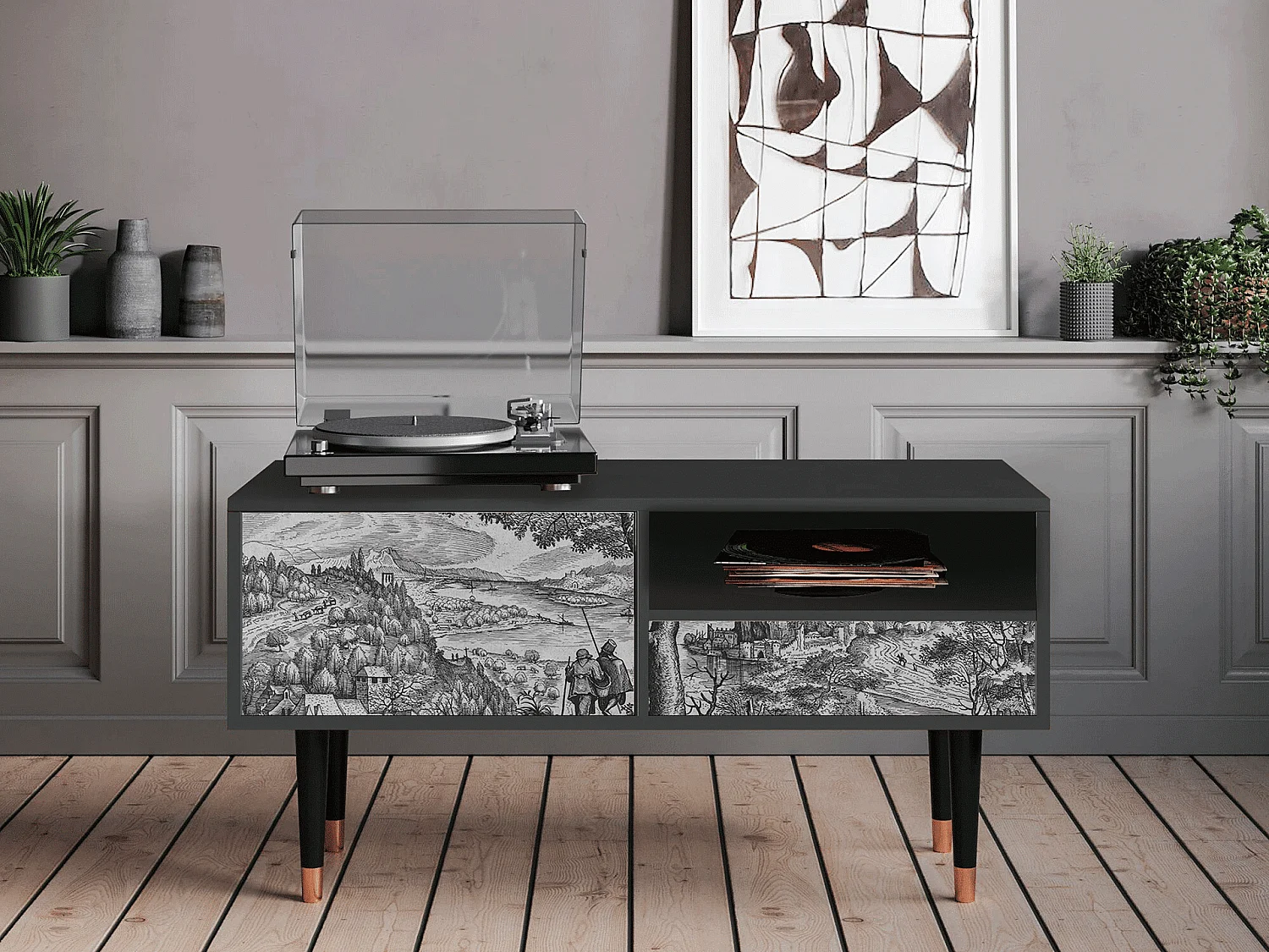 Meuble TV - 115х59х48 cm - T3 - Milites Requiescentes, Anthracite