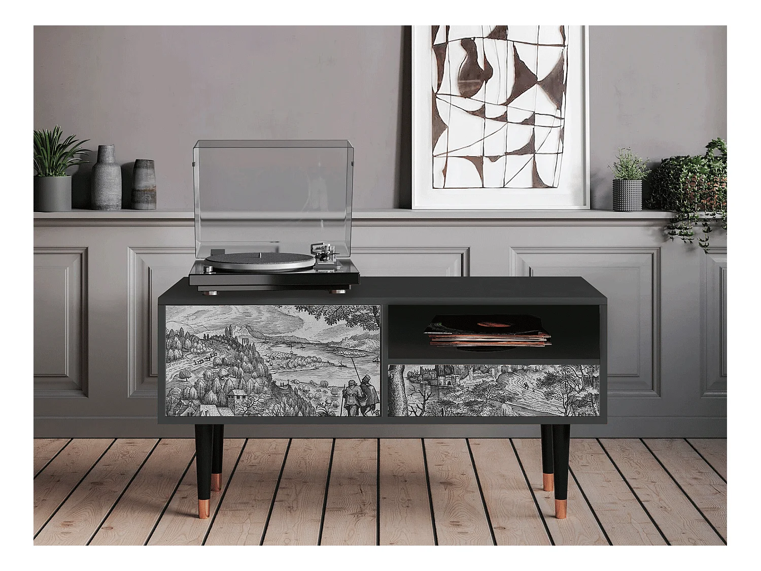 Meuble TV - 115х59х48 cm - T3 - Milites Requiescentes, Anthracite