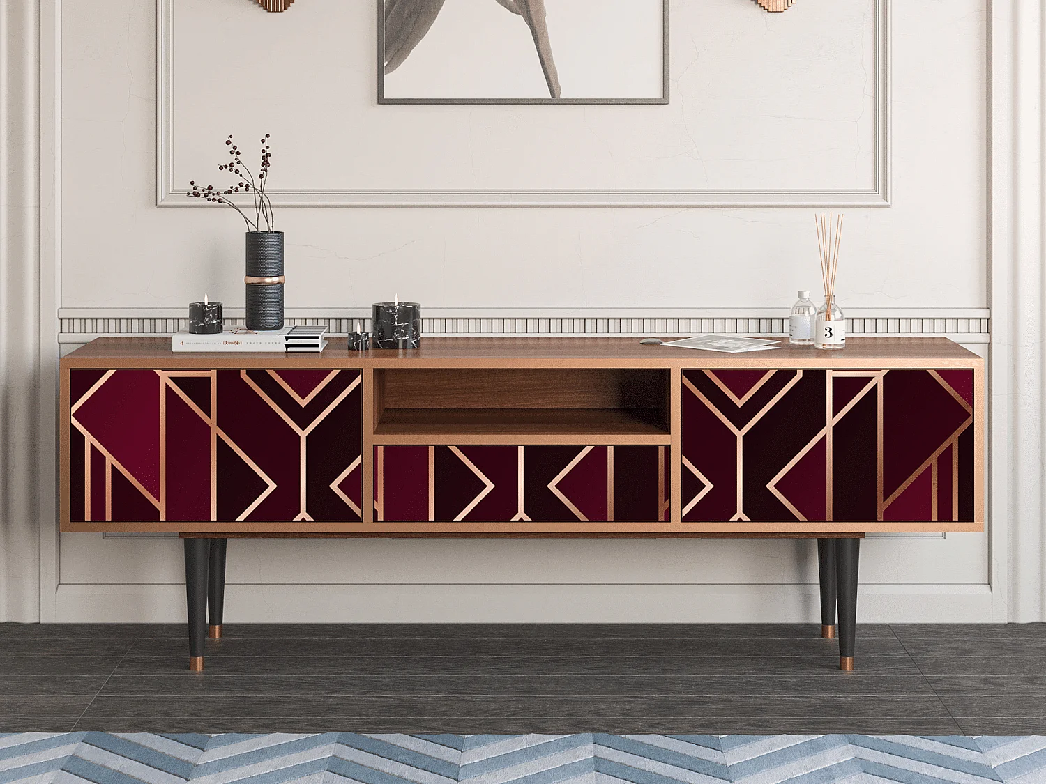 TV-Möbel - 170х59х41 cm - T6 - Burgundy Jewelery, Walnuss