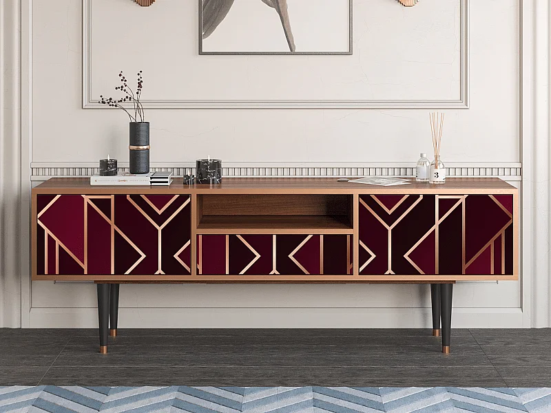 Mueble de TV - 170х59х41 cm - T6 - Burgundy Jewelery, Nogal