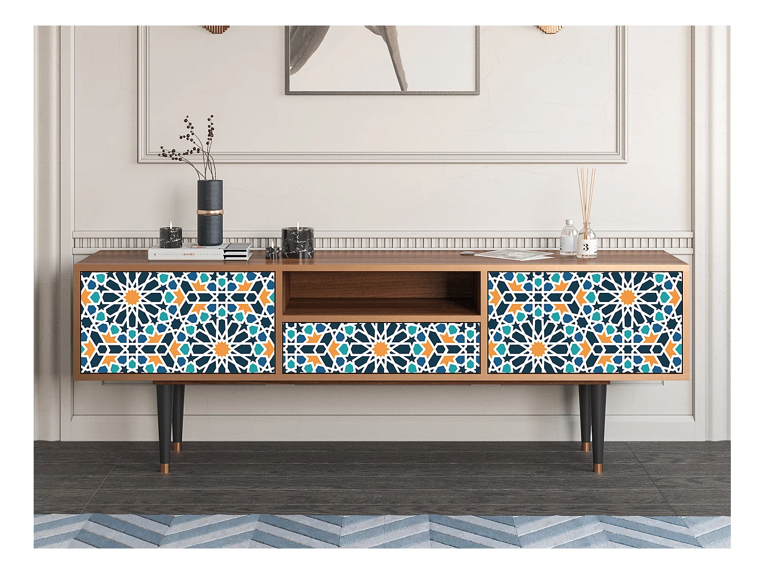 Meuble TV - 170х59х41 cm - T6 - Kaleidoscope, Noyer