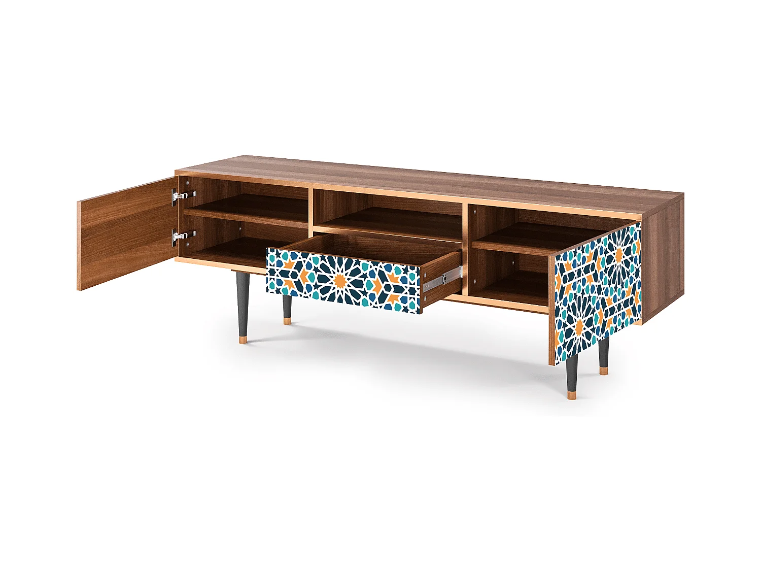 Meuble TV - 170х59х41 cm - T6 - Kaleidoscope, Noyer