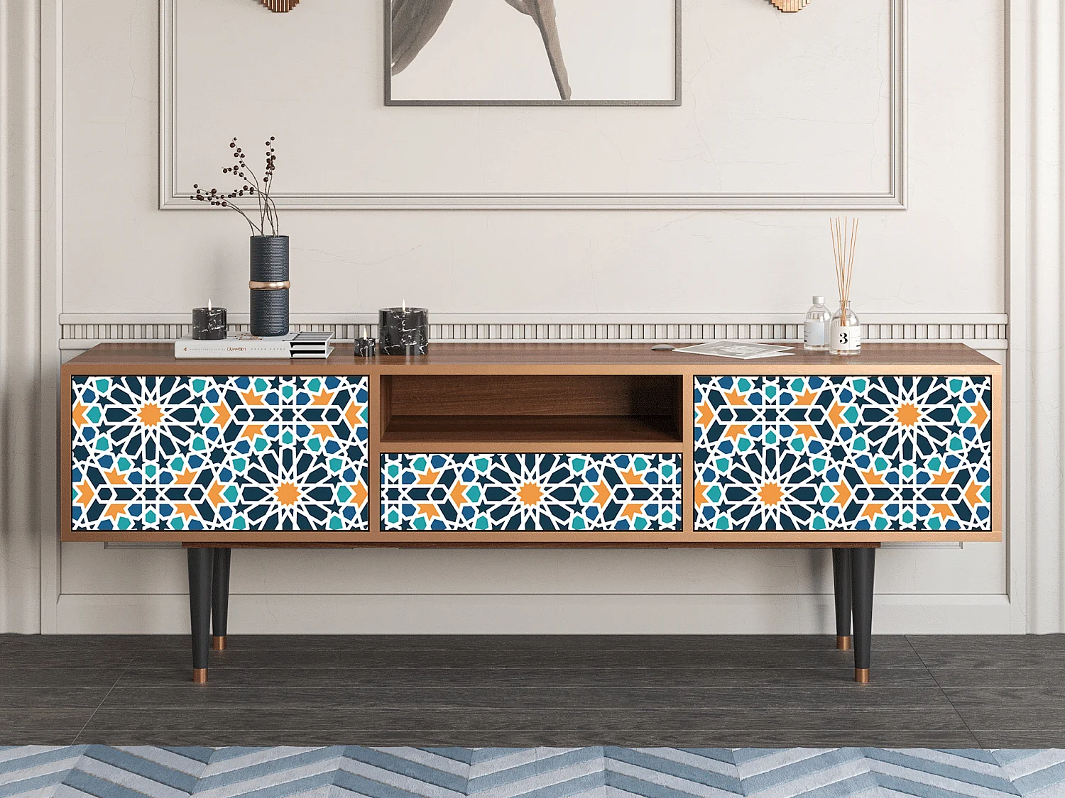 TV-meubel - 170х59х41 cm - T6 - Kaleidoscope, Walnoot