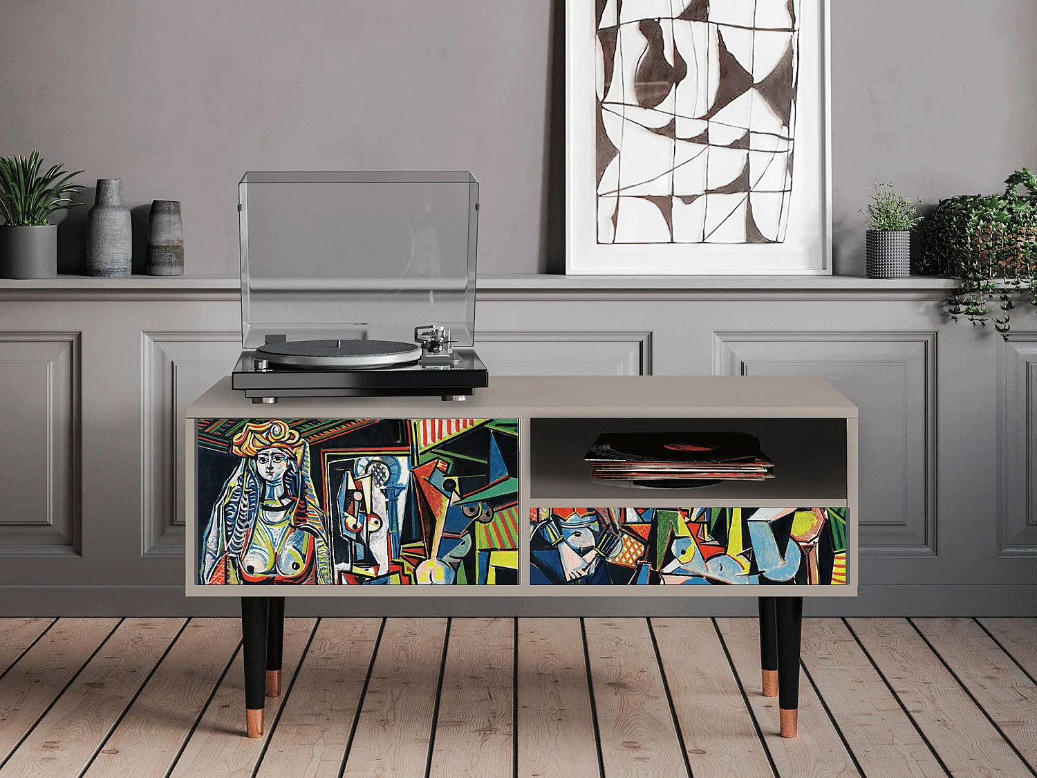 Szafka RTV - 115х59х48 cm - T3 - Women of Algiers, Piaskowy