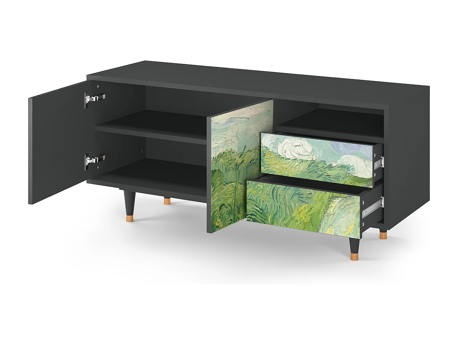Meuble TV - 125х56х41 cm - T7 - Green Wheat Fields, Anthracite