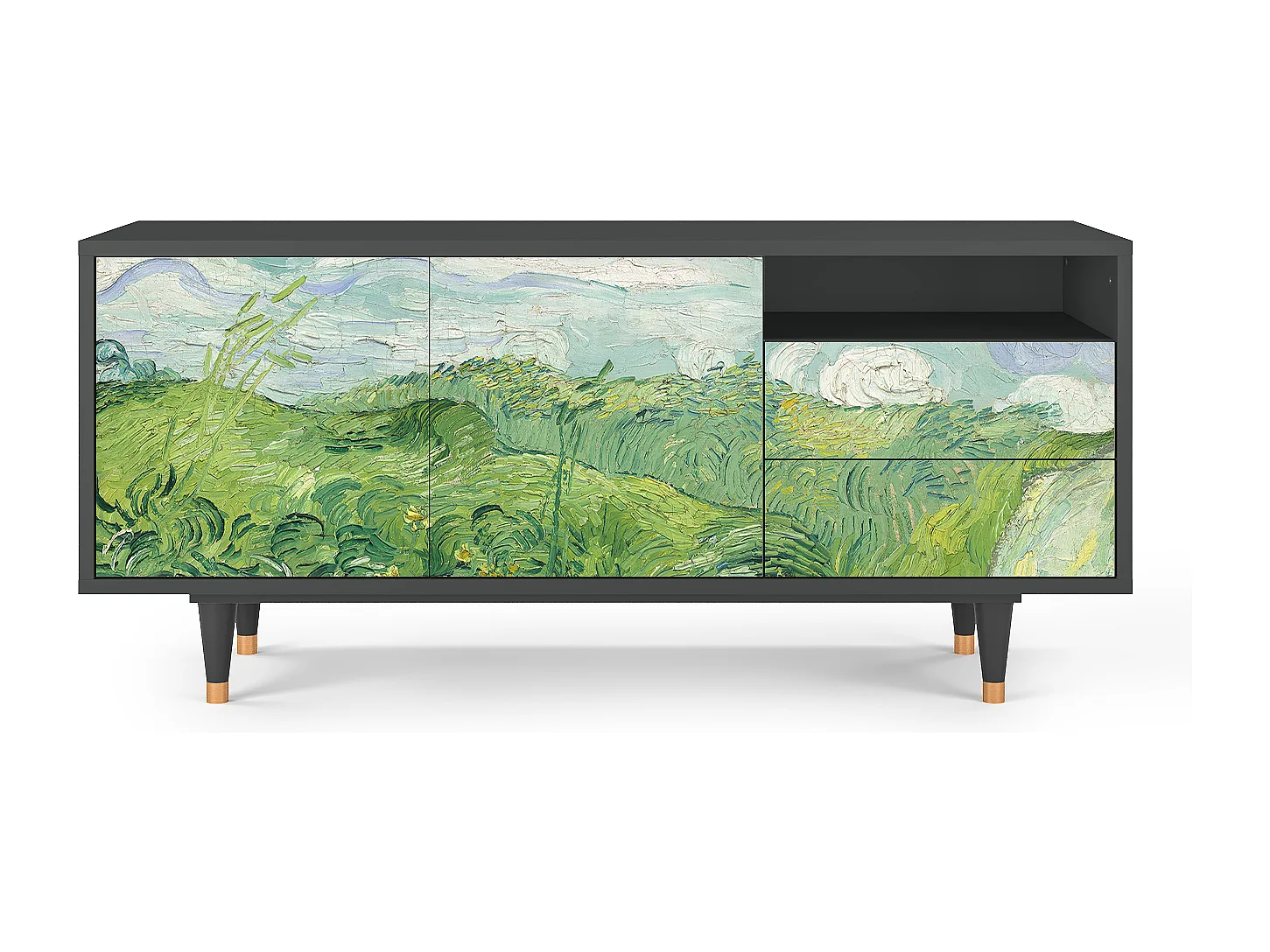 Mobile TV - 125х56х41 cm - T7 - Green Wheat Fields, Antracite