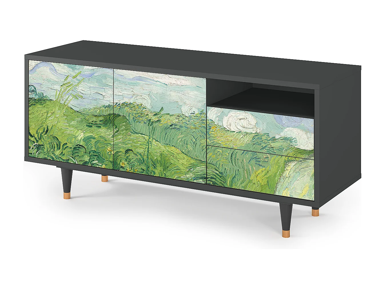 Mobile TV - 125х56х41 cm - T7 - Green Wheat Fields, Antracite