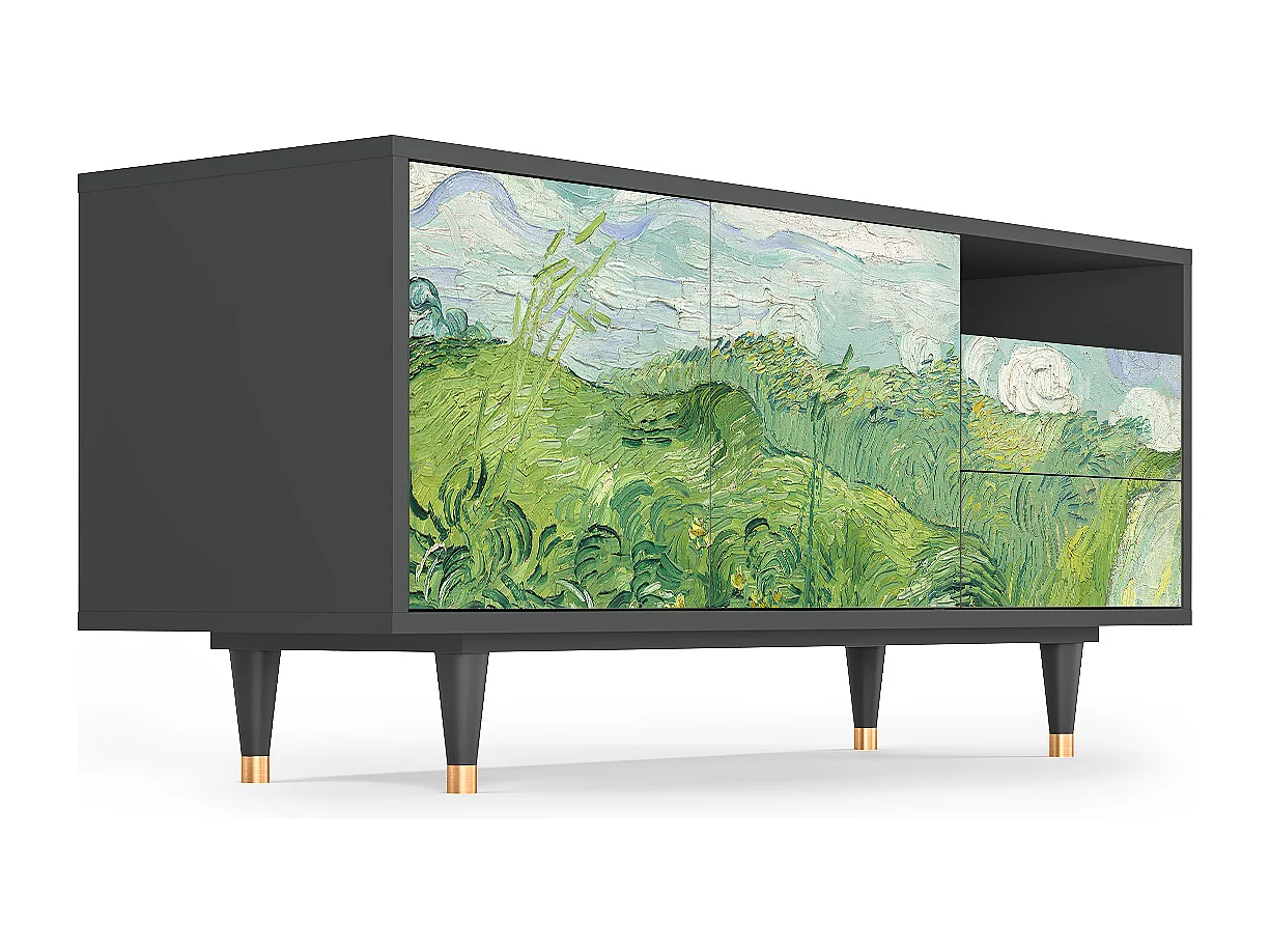 Mobile TV - 125х56х41 cm - T7 - Green Wheat Fields, Antracite