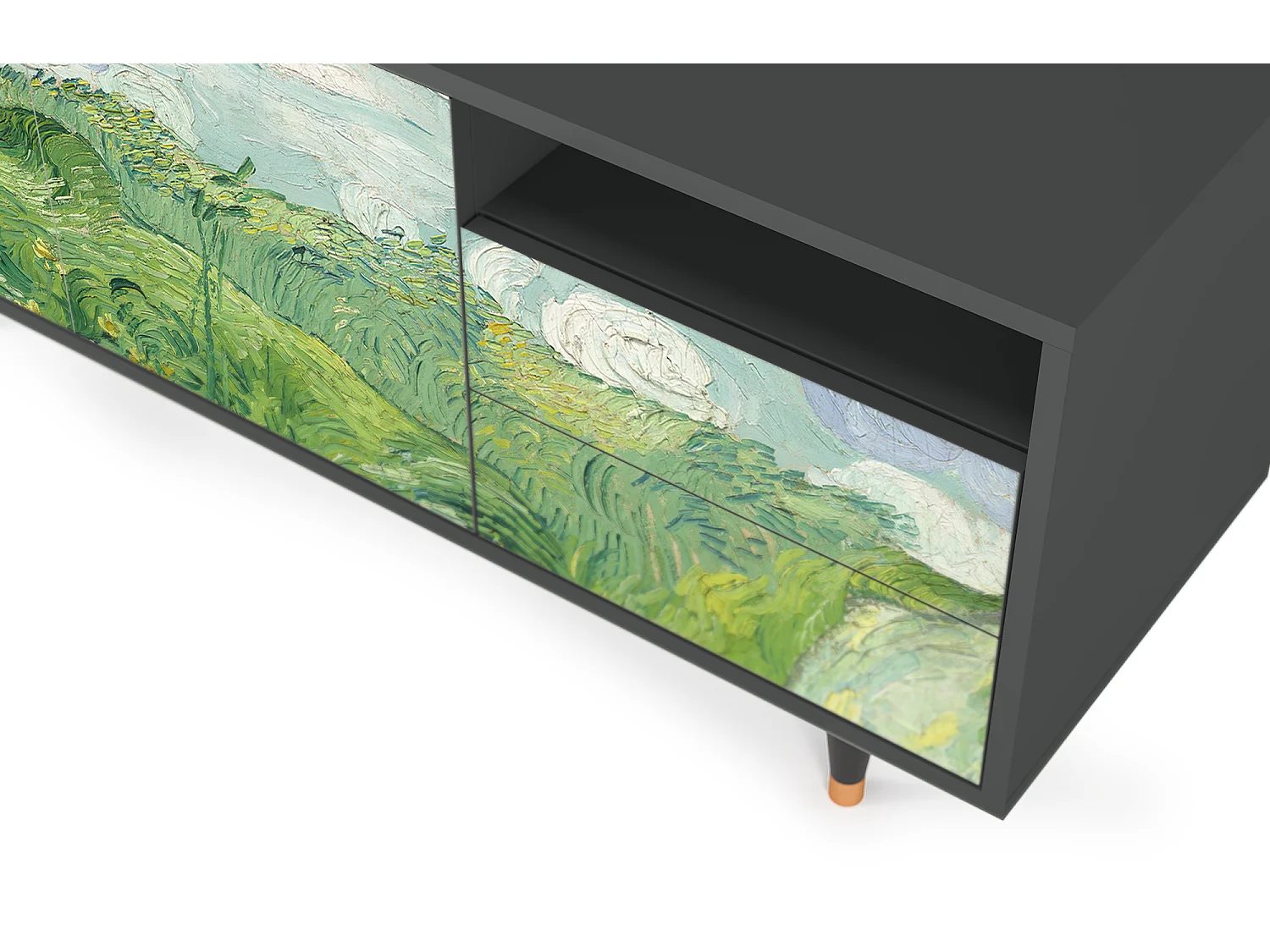 Mobile TV - 125х56х41 cm - T7 - Green Wheat Fields, Antracite