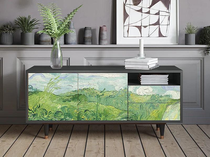 TV-meubel - 125х56х41 cm - T7 - Green Wheat Fields, Antraciet
