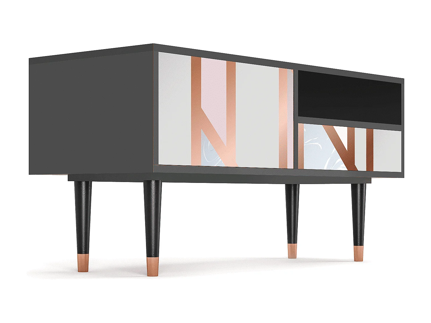 Meuble TV - 115х59х48 cm - T3 - Champagne Story, Anthracite