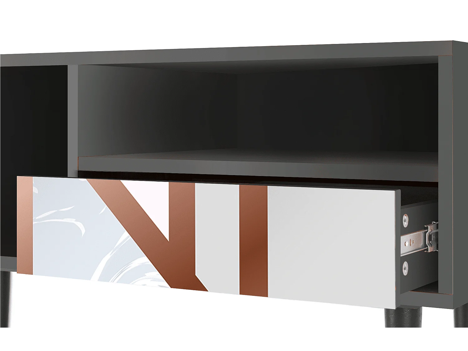 Meuble TV - 115х59х48 cm - T3 - Champagne Story, Anthracite