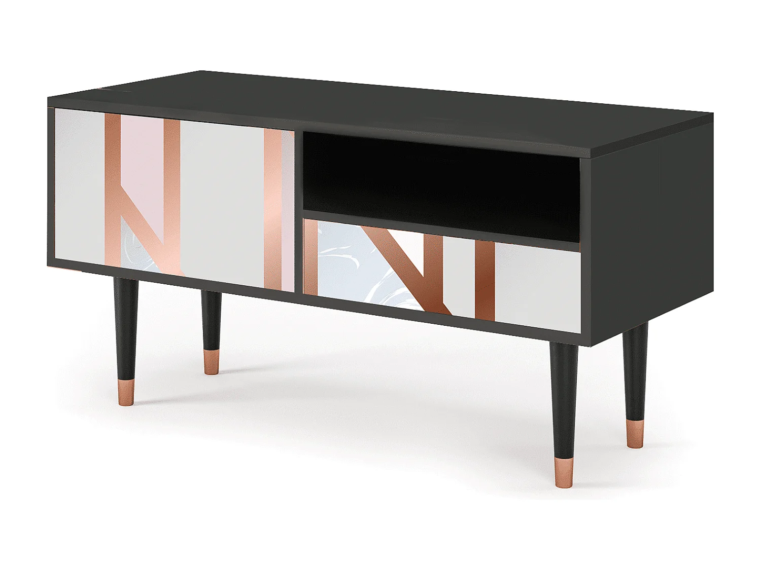 Mueble de TV - 115х59х48 cm - T3 - Champagne Story, Antracita