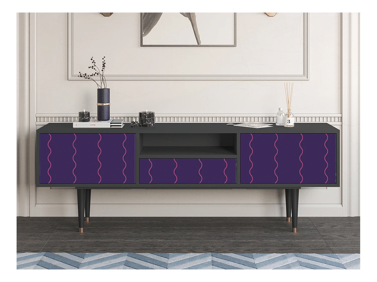 Szafka RTV - 170х59х41 cm - T6 - Grape Maccaroni, Antracyt