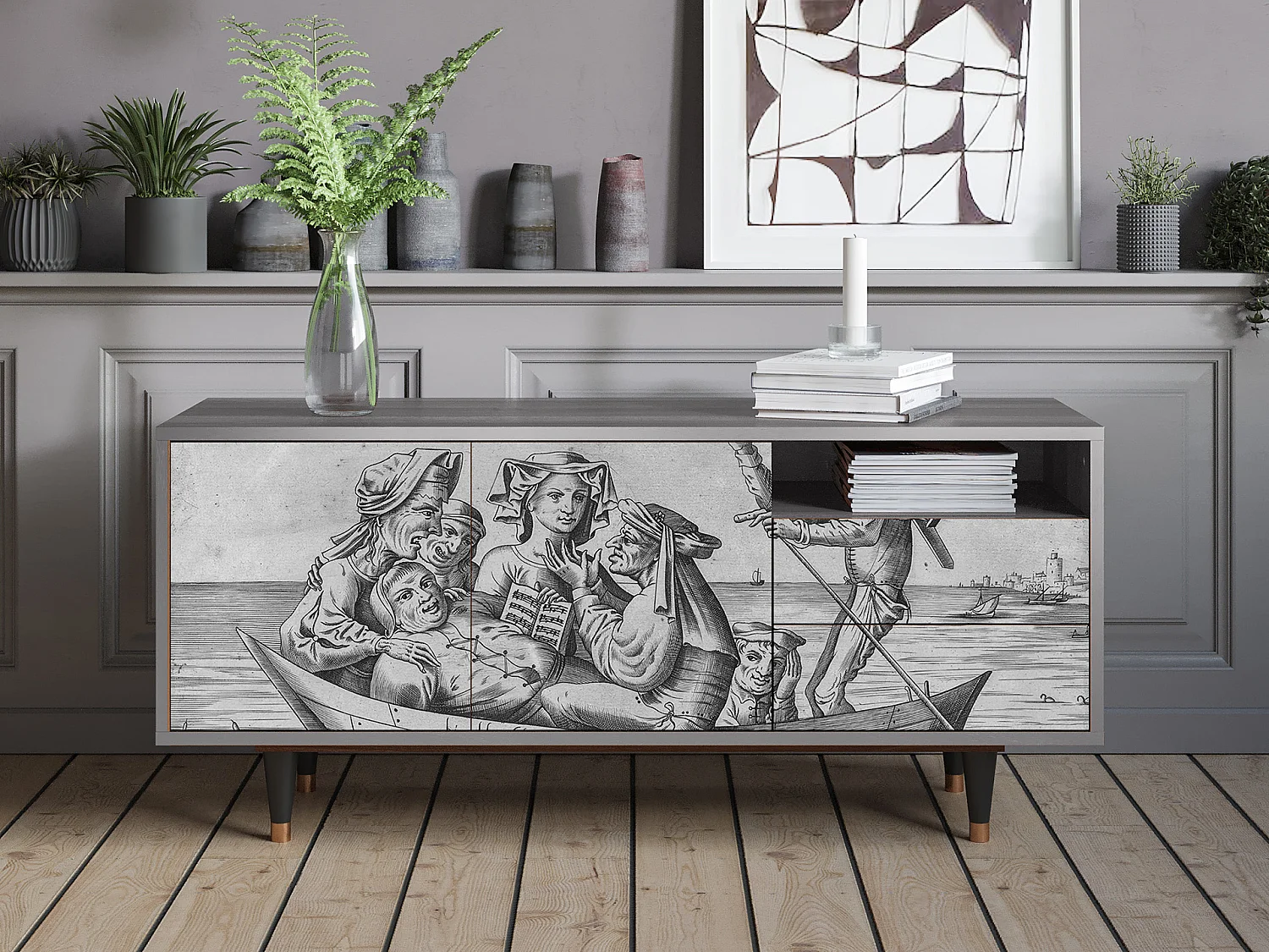 Mueble de TV - 125х56х41 cm - T7 - Blau Schuyte, Gris