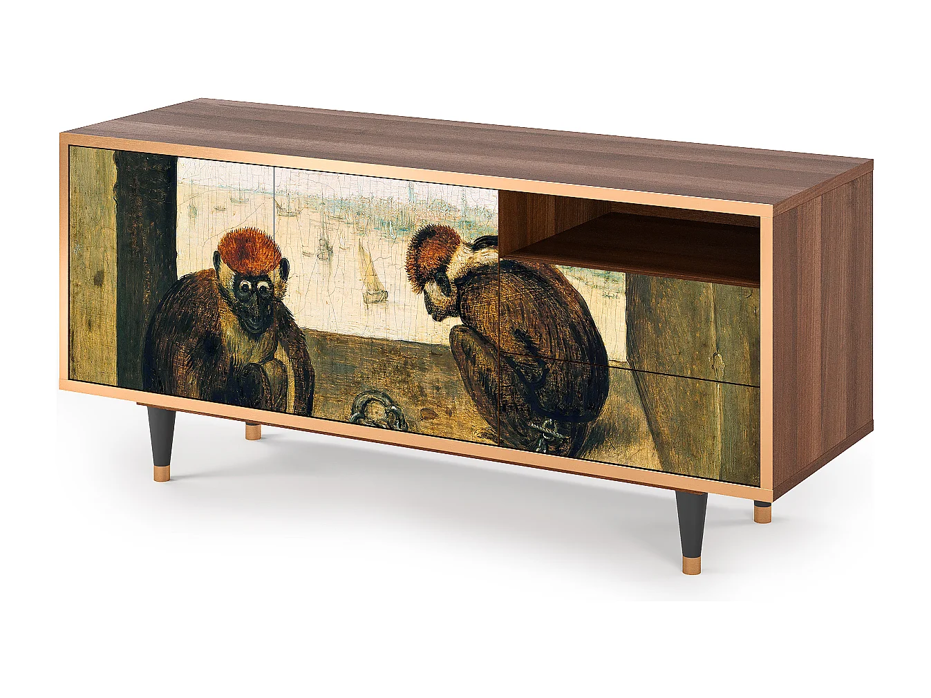 Meuble TV - 125х56х41 cm - T7 - Two Monkeys, Noyer