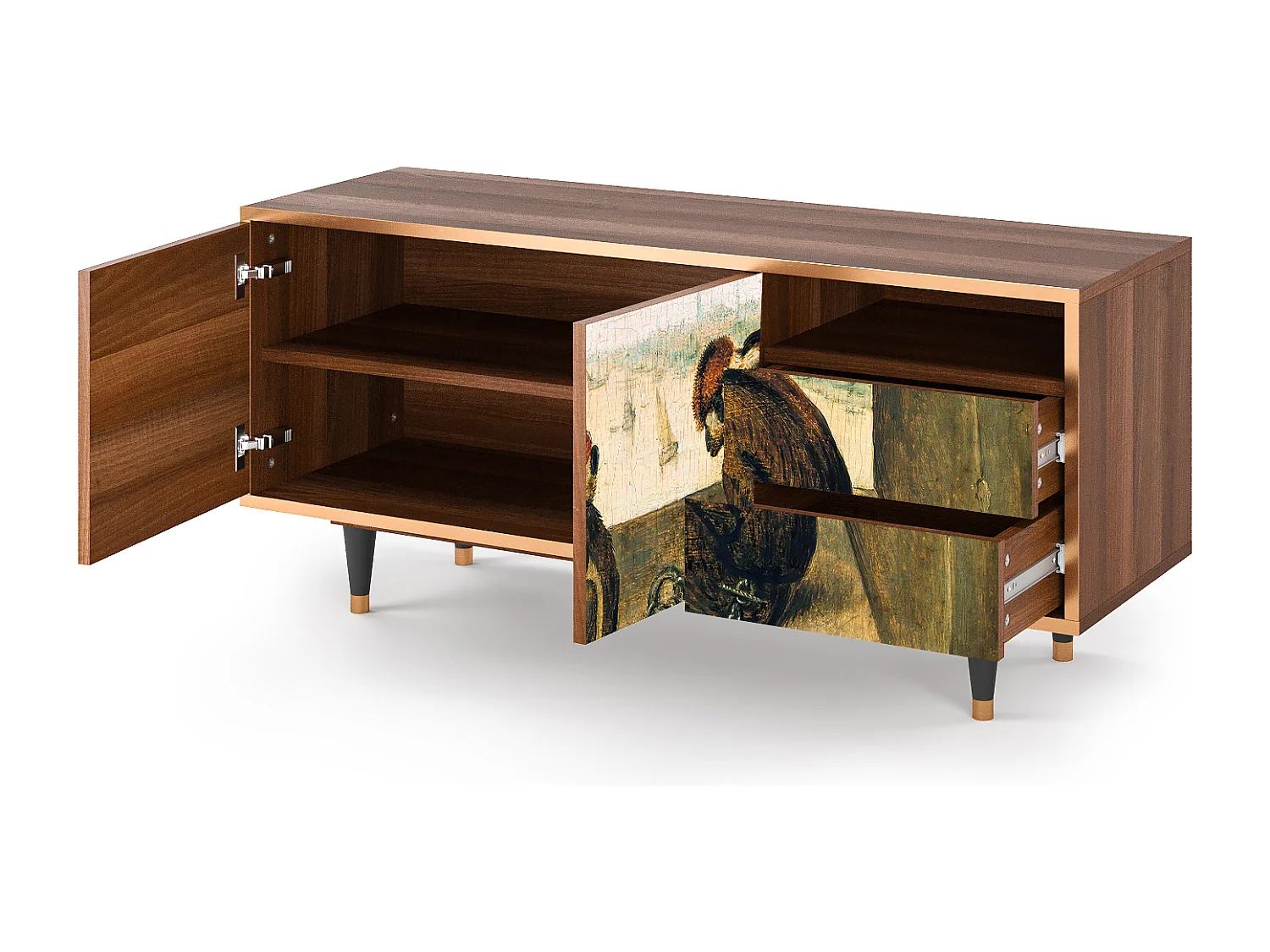 Meuble TV - 125х56х41 cm - T7 - Two Monkeys, Noyer