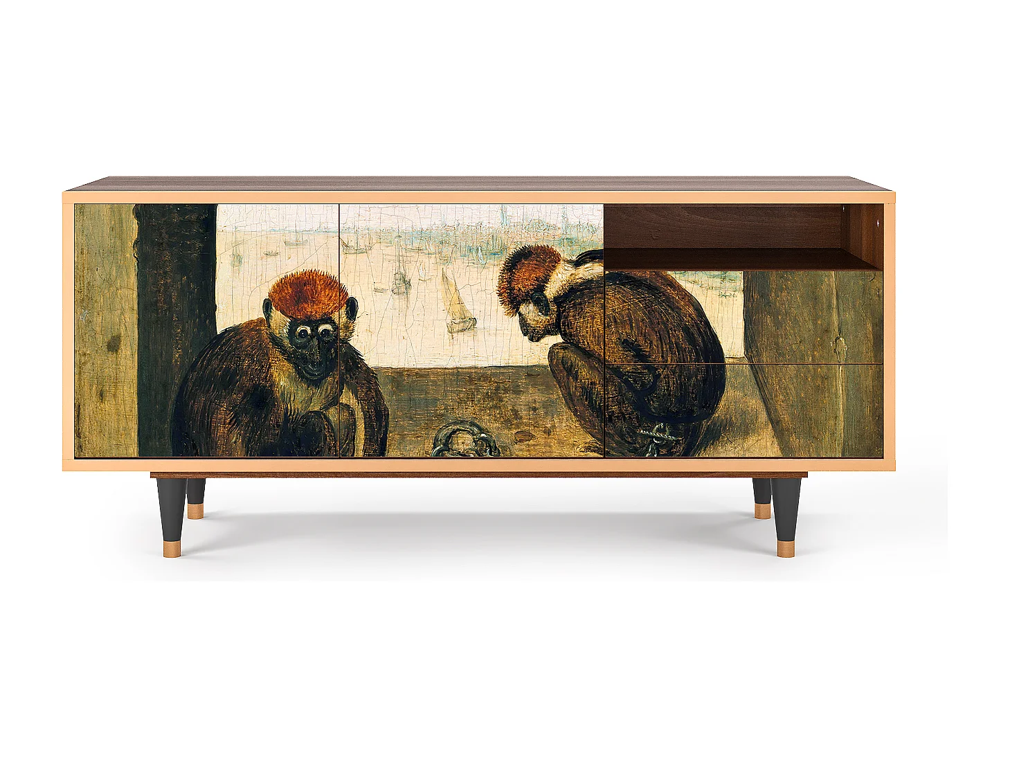 Mueble de TV - 125х56х41 cm - T7 - Two Monkeys, Nogal