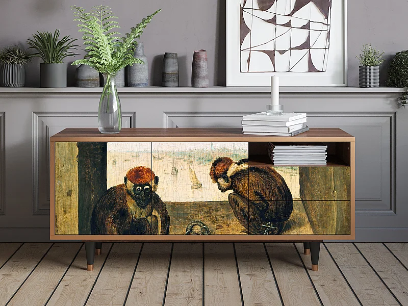 Mueble de TV - 125х56х41 cm - T7 - Two Monkeys, Nogal