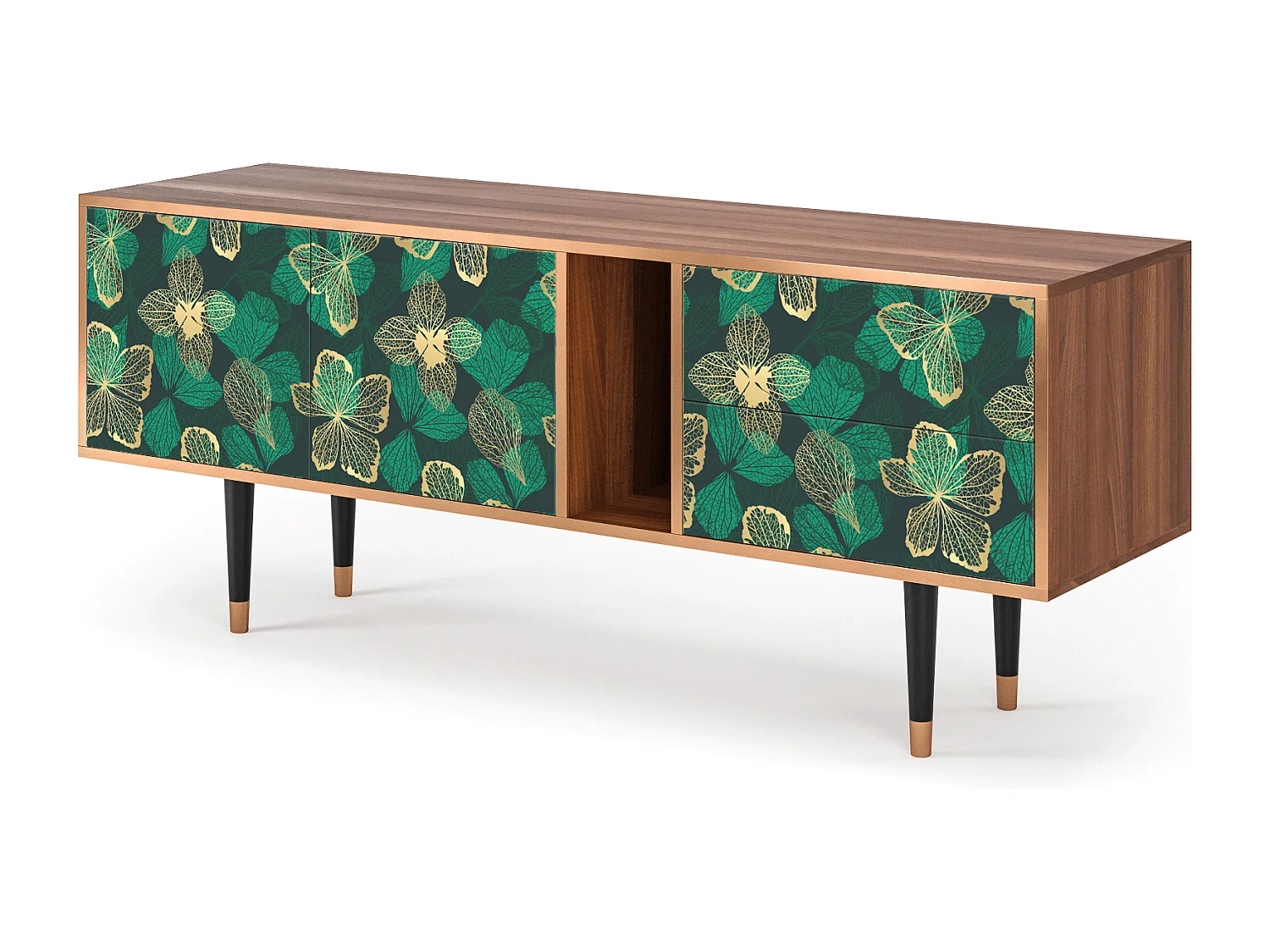 Meuble TV - 170х69х48 cm - T1 - Green Flower, Noyer