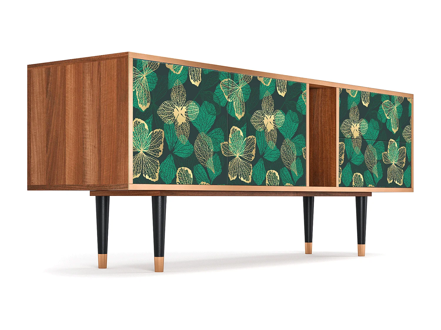 Meuble TV - 170х69х48 cm - T1 - Green Flower, Noyer