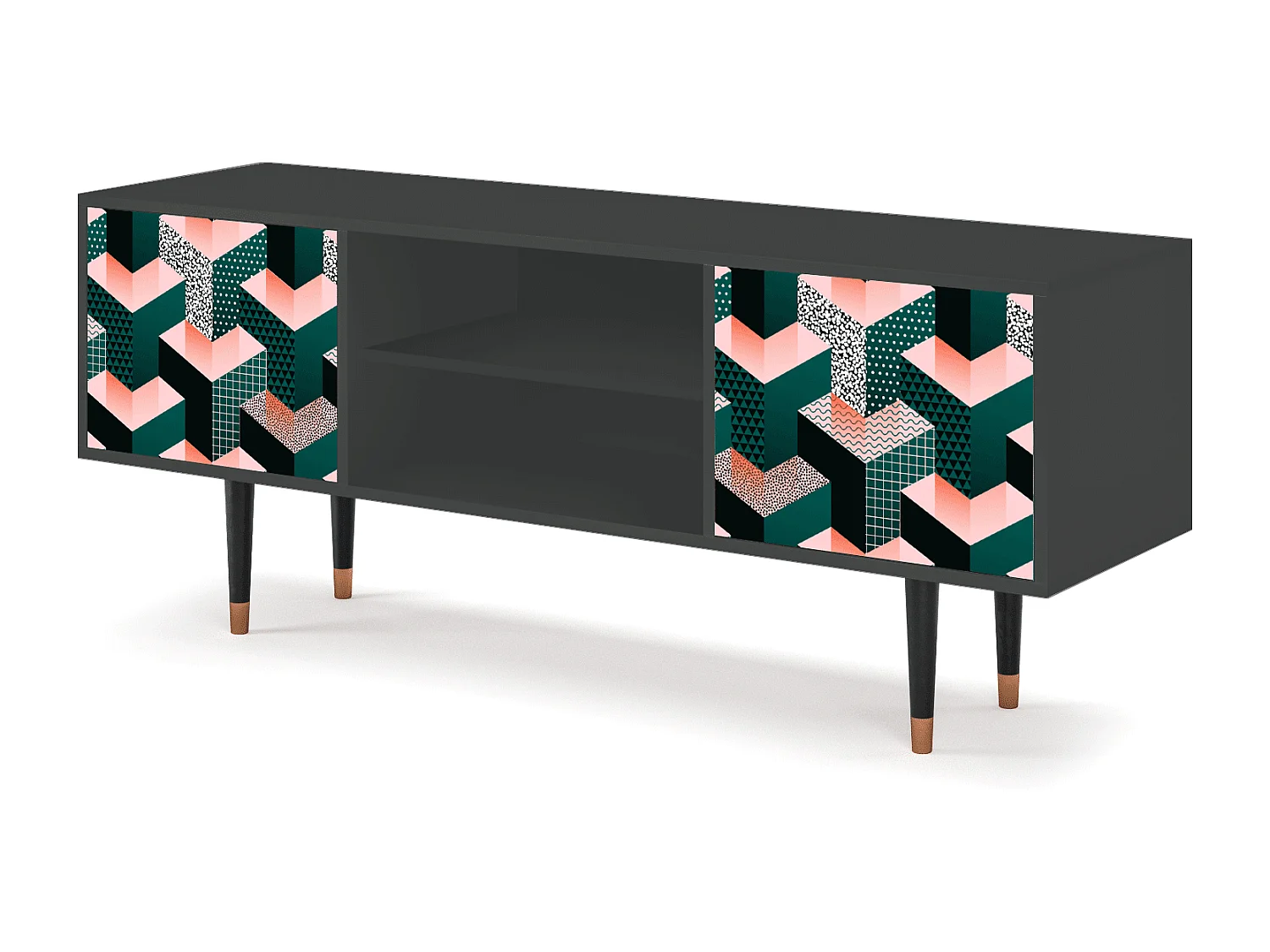 Meuble TV - 170х69х48 cm - T2 - Geometric Madness, Anthracite