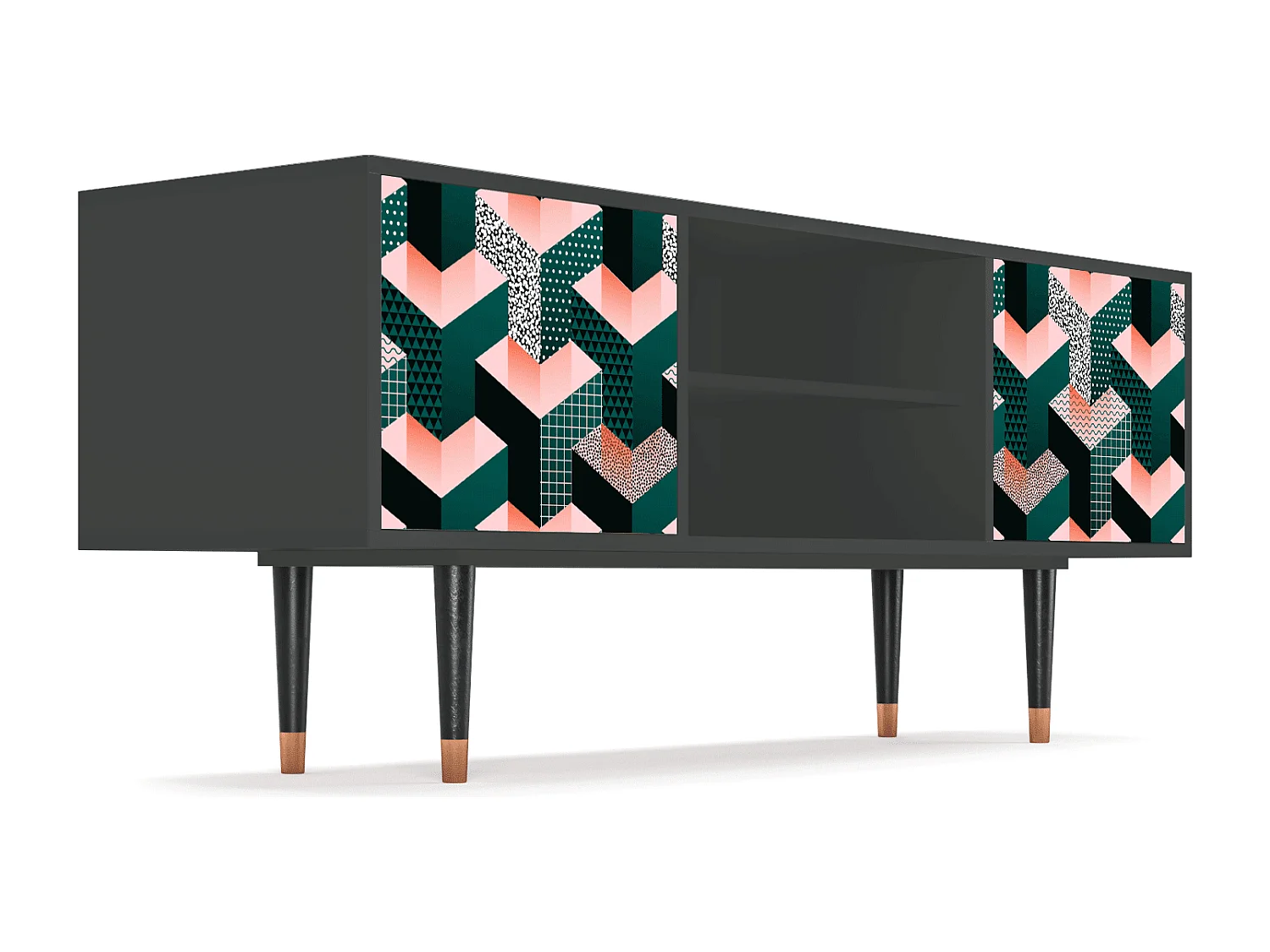 Meuble TV - 170х69х48 cm - T2 - Geometric Madness, Anthracite