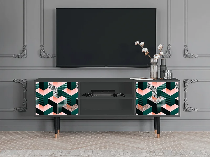 Mueble de TV - 170х69х48 cm - T2 - Geometric Madness, Antracita