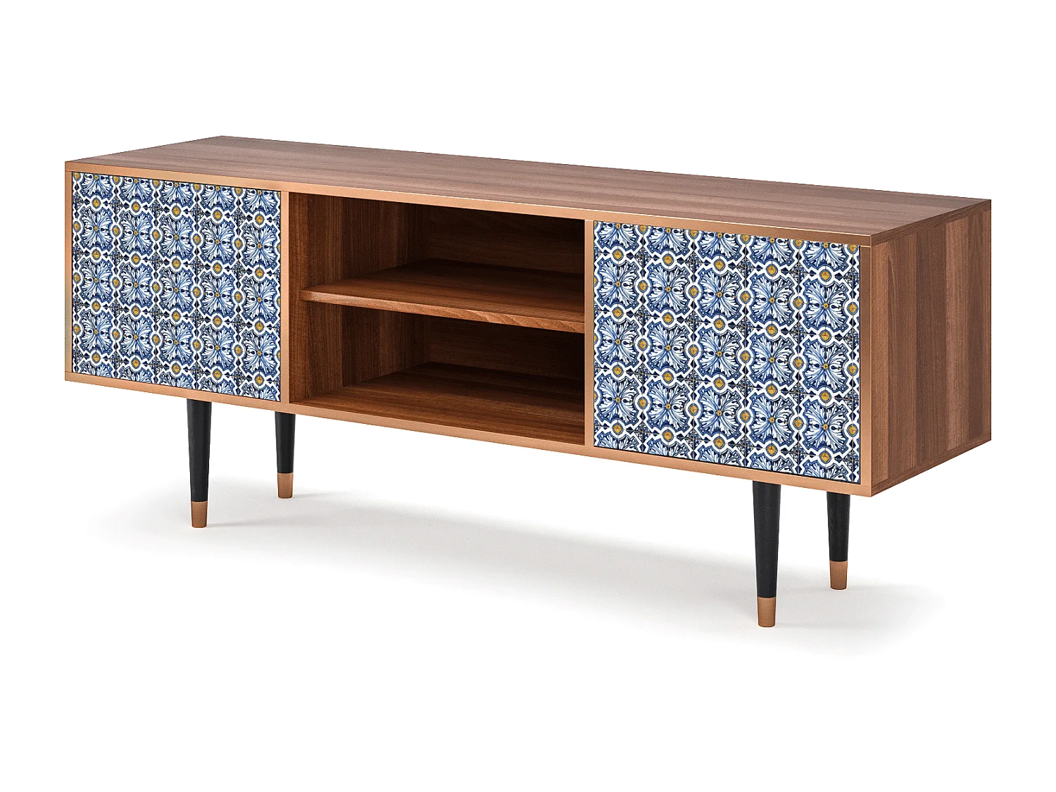 Mobile TV - 170х69х48 cm - T2 - Lovely Cornflowers, Noce