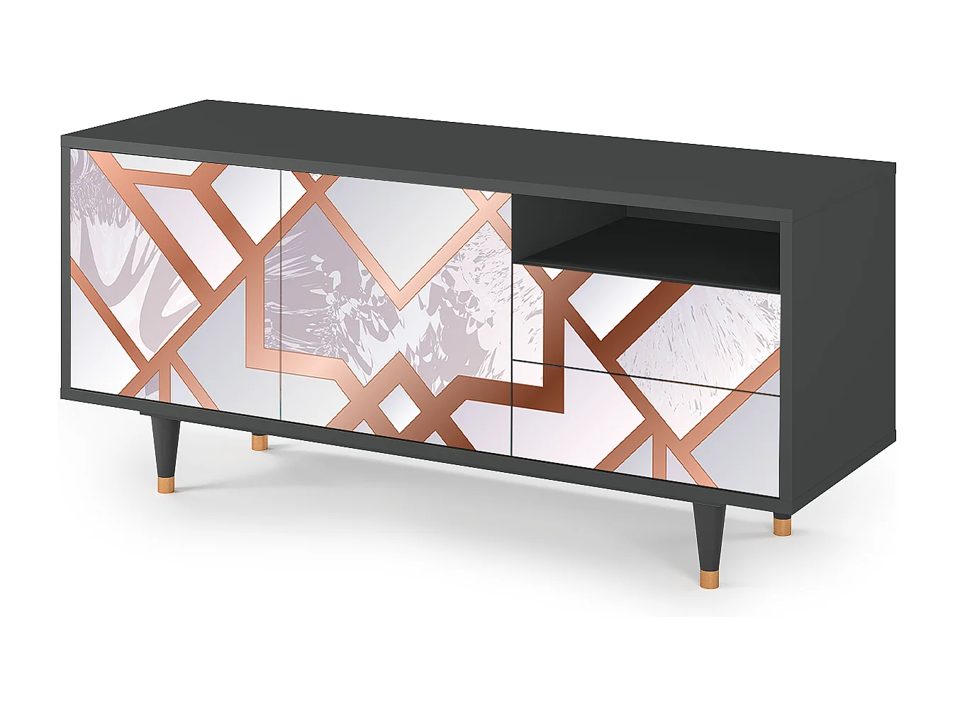 Mueble de TV - 125х56х41 cm - T7 - Pastel Fairytale, Antracita