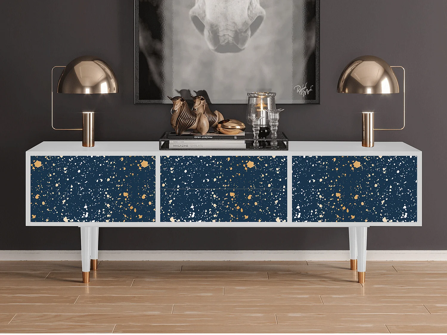 Mueble de TV - 170х59х48 cm - T4 - Starfall, Blanco