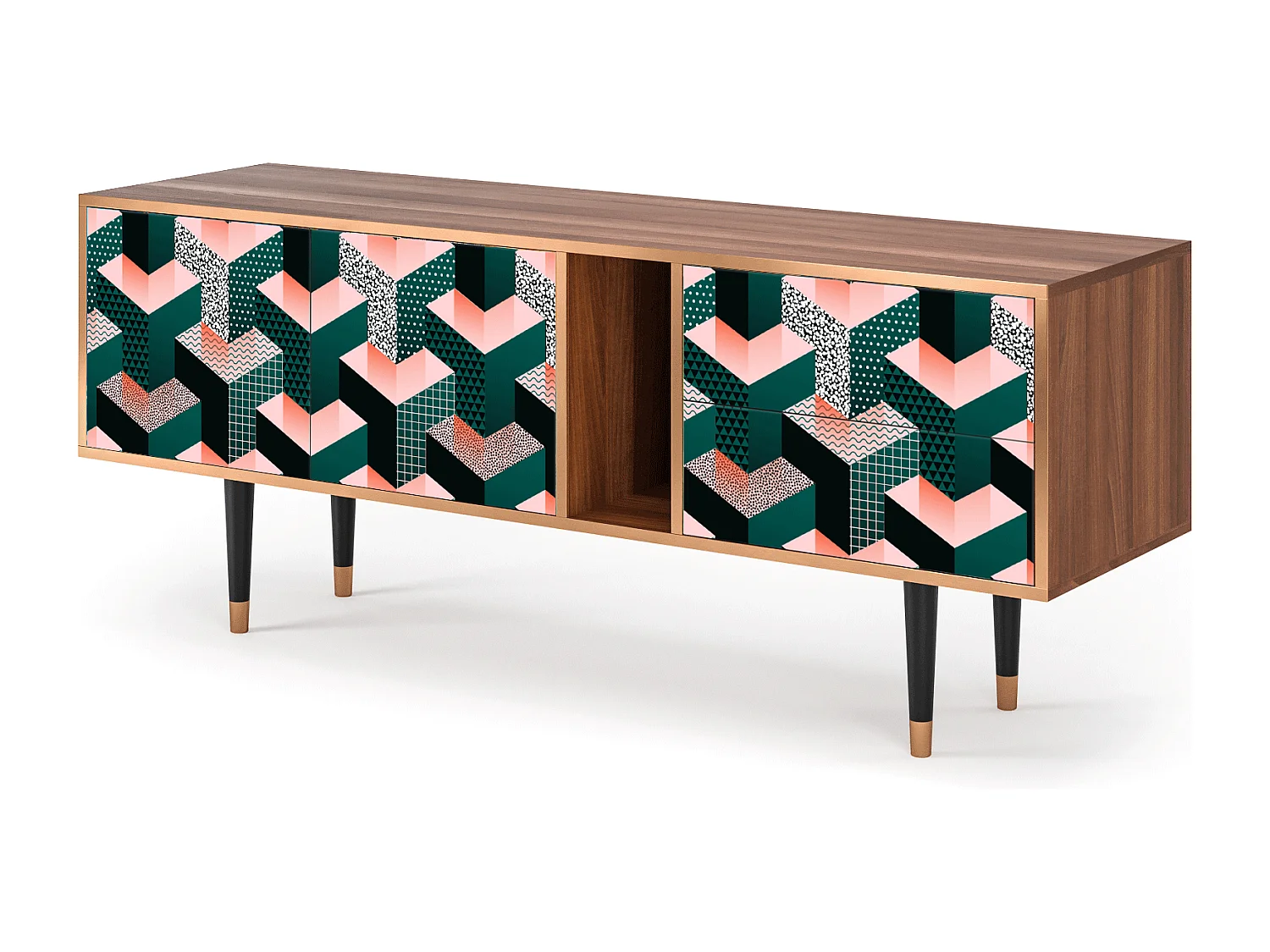 Meuble TV - 170х69х48 cm - T1 - Geometric Madness, Noyer