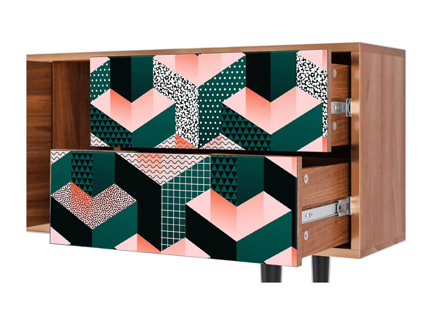 Meuble TV - 170х69х48 cm - T1 - Geometric Madness, Noyer