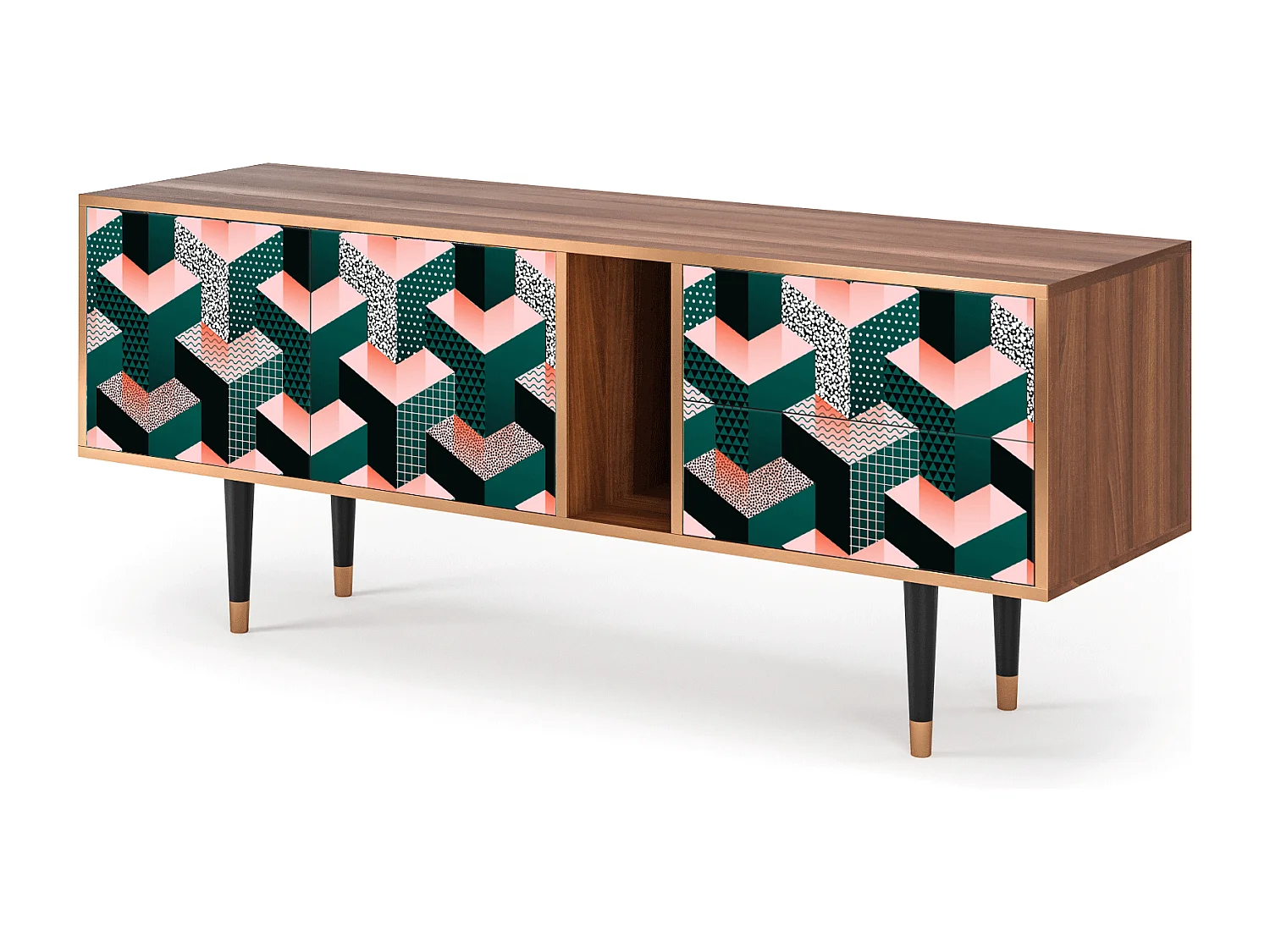 TV-meubel - 170х69х48 cm - T1 - Geometric Madness, Walnoot