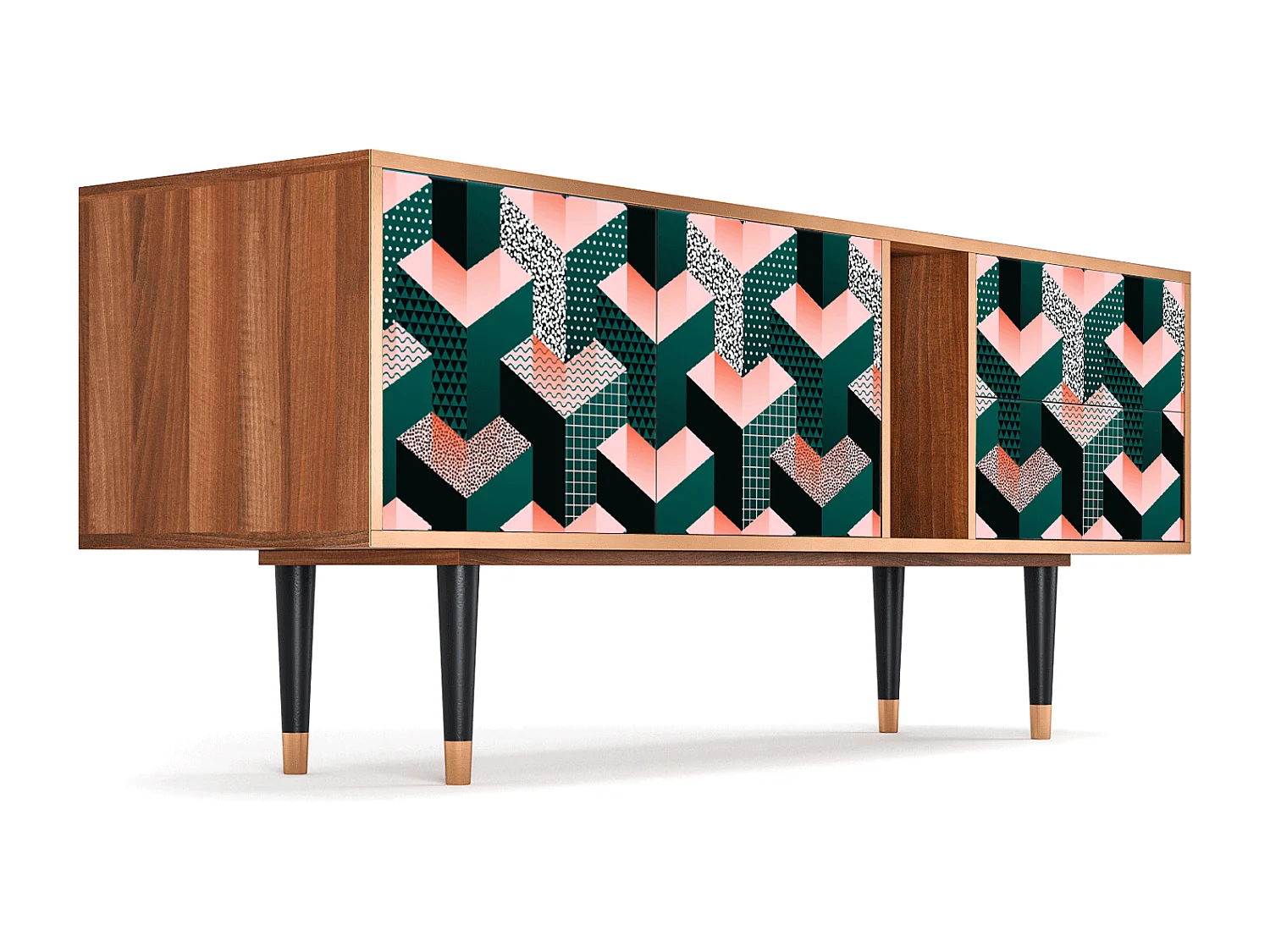 TV-meubel - 170х69х48 cm - T1 - Geometric Madness, Walnoot